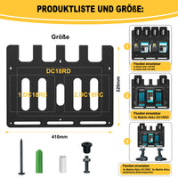 1 x RAW Customer Returns bonna wall mount for Makita battery holder and charger wall mount Stable 4-battery holder 18V 14.4V and charger holder and cordless drill driver Order in the workshop and garage - RRP €32.99