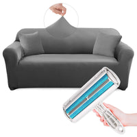 2 x Brand New Pack Sofa Cover 2 Cushion Covers Pet Hair Remover Roller and Lint Remover 3 and 2 Seater Sofa Covers Adjustable Measurements 140-230cm Elastic Sofa Covers Sofa Cover for Dogs and Cats Gray  - RRP €53.54