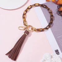 1 x Brand New WEWAYSMILE Wristlet Keychain, Bracelet Keychain, With Tassels, For Women Car Keys Bags Charm Pendant Keychain, Coconut, Length Approx. 28 cm - RRP €27.6