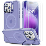 1 x RAW Customer Returns Beeasy Cover for iPhone 15 Pro MagSafe with Kickstand, Case with 2 Pieces Tempered Glass Film for iPhone 15 Pro Magnetic Military Shockproof Protection Case, Translucent Purple - RRP €19.99