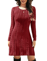 1 x RAW Customer Returns Vancavoo Women s Casual Autumn Sweater Dress Winter Dress Elegant Dresses High Waist Long Sleeves A-Line Knitted Pullover Dresses,Wine Red,S - RRP €24.67