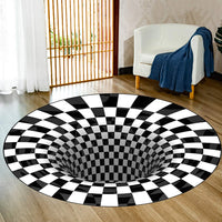 1 x RAW Customer Returns Merkts 3D Black and White Circle Stereo Vision Non-Slip Carpet for Bedroom Dining Room and Office Decoration 100x100cm - RRP €37.79