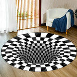 1 x RAW Customer Returns Merkts 3D Black and White Circle Stereo Vision Non-Slip Carpet for Bedroom Dining Room and Office Decoration 100x100cm - RRP €37.79