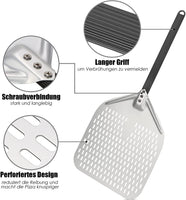 1 x RAW Customer Returns CRROEL Perforated Pizza Peel, 12 Inch Perforated Pizza Shovel Made of Hard Anodized Aluminum with Anti-Scalding Handle, Pizza Peel for Homemade Pizza, Bread, Cake - RRP €32.19