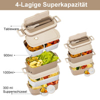 1 x RAW Customer Returns Lille Home 1900ml Bento Box Adult Lunch Box, Stainless Steel Thermal Compartment Tiffin Lunch Snack Box, 2-Tier Insulated Bento Food Containers, Stackable Lunch Box with Lunch Bag Soup Bowl Brown  - RRP €34.99