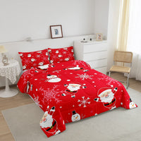 1 x Brand New Homewish Christmas Bedding 135x200 Cute Santa Claus Snowman Duvet Cover for Kids Boys Girls White Snowflakes Comforter Set Xmas Red Luxury Down Duvet New Year Gift - RRP €20.4