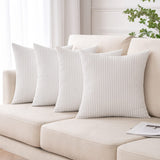 1 x RAW Customer Returns MIULEE Set of 4 cushion covers, corduroy cushion cover, decorative cushion cover, sofa cushion, couch cushion, decorative cushion cover, decorative cushion cover with hidden zip, 40 x 40 cm, 16 x 16 inches, pure white - RRP €20.17