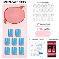 6 x Brand New Mlen 24 Pieces False Nails Press on Tips Full Cover Fake Nails Short Artificial Nails Nails for Women and Girls Party and Home DIY Pinegreen - RRP €108.0