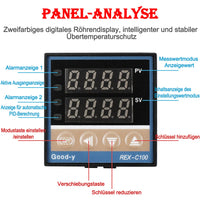 1 x RAW Customer Returns Digital Temperature Controller Kit REX-C100 LED PID Temperature Controller Thermostat with K-Type Thermocouple Sensor Input Relay SSR Output 0-400  - RRP €21.88