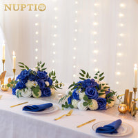 1 x Brand New NUPTIO Flower Balls for Wedding Centerpieces 6 Pack 35cm Diameter Royal Blue White Artificial Flowers Roses Ball for Tables Fake Rose Arrangement Wedding Party Decorations - RRP €159.98