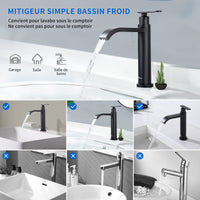 1 x RAW Customer Returns AiHom waterfall cold water tap black tap cold water cold water tap guest toilet cold water tap bathroom tap washbasin tap for small bathroom sink - RRP €32.38