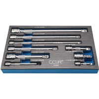 1 x RAW Customer Returns CCLIFE 9-piece socket wrench tilt extension 1 4 3 8 1 2 inch ratchet ratchet tilt extension set with knurling - RRP €20.99