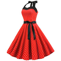 1 x RAW Customer Returns IMEKIS Women s Vintage Cocktail Dress Sleeveless Halterneck 1950s Polka Dots Retro Rockabilly Swing Dress A Line Pleated Skirt Knee Length Wedding Festive Evening Dress Ball Gown Red XXL - RRP €32.47