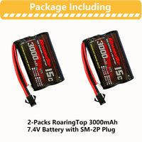 2 x RAW Customer Returns RoaringTop 2S 7.4V 3000mAh 15C RC Battery, with JST-SMP, Suitable for WLToys Four-wheel Drive RC Car 12403 12401 12402 12404 12428 and Other RC Trucks More 1 12 1 14 1 16 Gear 2 Pack  - RRP €40.8