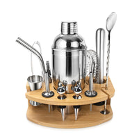 1 x RAW Customer Returns Cocktail Shaker Set, Stainless Steel Cocktail Set, 14-Piece Bartender Kit Bar Accessories, Cocktails Mixer Set with Wooden Stand, 750ML Cocktail Gift Set for Home or Bar. - RRP €26.99