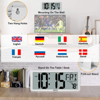 1 x RAW Customer Returns XREXS Digital Wall Clock Large, 13.46 Large LCD Display Wall Clock, Digital Wall Clock with Calendar, Alarm Clock, Temperature and Timer, Loud Alarm and Clear, Calendar Clock for Decor - RRP €35.99