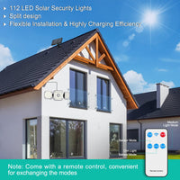 1 x RAW Customer Returns Outdoor LED Solar Light, 112 LED Solar Lamp with Motion Sensor, 3 Adjustable Heads Outdoor Solar Lamp 3 Modes with Remote Control, IP65 Waterproof 270 Lighting, with 5m Cable - RRP €23.59