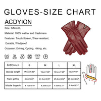 1 x RAW Customer Returns Acdyion Women s Winter Touchsreen Leather Gloves Real Leather Warm Cashmere Lining Outdoor Leisure Gloves Elegant Elastic Slim Fit Red, S  - RRP €22.32