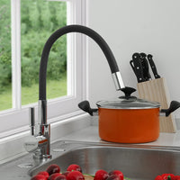 1 x RAW Customer Returns SOLVEX Kitchen Faucet Black 360 Swivel, Kitchen Faucet, Stainless Steel Single Lever Kitchen Mixer, Kitchen Sink Faucet, Kitchen Mixer Tap with Flexible Spout, Kitchen Faucet, SP-10034-N - RRP €32.71