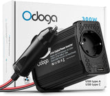 1 x RAW Customer Returns Odoga inverter 12V to 230V - 300 W voltage converter, power converter with 3A USB-C and USB-A connection, inverter 12V 220V, car socket, charge your laptop, iPad, iPhone, tablet and more - RRP €37.99