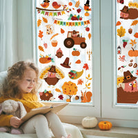 49 x Brand New Hianjoo window pictures autumn decoration, Thanksgiving window sticker decorations, 106 pieces self-adhesive window stickers with maple leaves turkey, Thanksgiving autumn window decoration - RRP €999.6