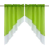 1 x RAW Customer Returns SCHOAL panel curtain with drawstring, 2 pieces, small window curtains, kitchen set, bistro curtains, voile stores, window curtain, modern green, W x H 90 x 100 cm - RRP €22.99