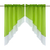 1 x RAW Customer Returns SCHOAL panel curtain with drawstring, 2 pieces, small window curtains, kitchen set, bistro curtains, voile stores, window curtain, modern green, W x H 90 x 100 cm - RRP €22.99