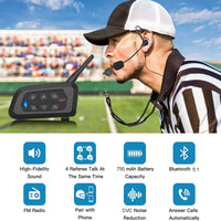 1 x RAW Customer Returns Ejeas Vnetphone Professional Football Referee Intercom Motorcycle Snowmobile Skiing Full Duplex 1200m V6C Wireless BT Intercom with Referee Headset - RRP €68.35