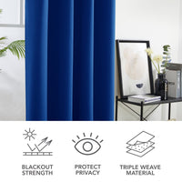 1 x RAW Customer Returns Deconovo Blackout Curtains with Eyelets Curtain Blackout Winter Curtains Living Room, 160x132cm HeightxWidth , Royal Blue, Set of 2 - RRP €40.95