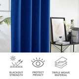 1 x RAW Customer Returns Deconovo Blackout Curtains with Eyelets Curtain Blackout Winter Curtains Living Room, 160x132cm HeightxWidth , Royal Blue, Set of 2 - RRP €40.95