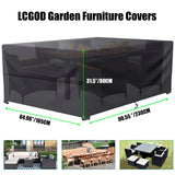 1 x RAW Customer Returns LCGOD Garden Furniture Cover Waterproof, Tarpaulin for Garden Furniture Heavy-duty 600D Oxford Fabric Windproof, Dustproof, UV-resistant, Protective Covers for Garden Furniture and Sofa, Rectangular 230 x 165 x 80 cm  - RRP €37.2