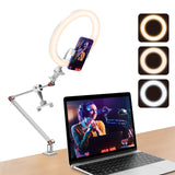 1 x RAW Customer Returns 10 Desk Ring Light with Stand and Phone Holder, Overhead Tripod Ring Light, Video Conference Light with Adjustable Desk Arm Stand for YouTube, TikTok, Work for Phone White  - RRP €45.61