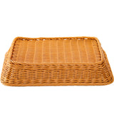 1 x RAW Customer Returns DEAYOU Wicker Bread Basket, Rattan Bread Basket with Lid, Braided Table Plate for Serving Food, Long Poly Mesh Fruit Basket for Vegetables, Restaurant, Display, Kitchen, Party, Rectangle - RRP €32.96