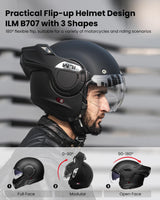 1 x RAW Customer Returns ILM motorcycle helmet, full-face helmet, flip-up helmet, full-face helmet, men s and women s ATV UTV with 180 reversible chin guard ECE Model-B707, matt black, L - RRP €209.99