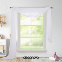 1 x RAW Customer Returns Deconovo valance transparent curtains scarves voile curtain freehand decoration decorative scarves wedding arch wedding living room bedroom canopy bed, 140x600 cm, white - RRP €13.61