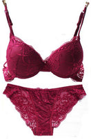 1 x RAW Customer Returns ZUKULIFE Nature Women s Lace Push Up Bra Underwear Sets - Dark Red 36B  - RRP €19.15