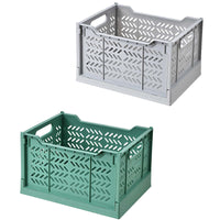 1 x RAW Customer Returns Spesh Pack of 2 Large Folding Baskets 38.5 x 28.5 x 23 cm Foldable Storage Basket Plastic Storage Box Large Storage Boxes Stable Folding Boxes Dark Green Gray  - RRP €36.29