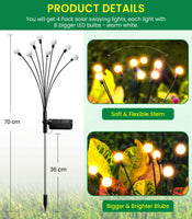 1 x RAW Customer Returns GEARLITE 4 Pack Firefly Solar Lights for Outdoor Garden, 8 LED Firefly Solar Lights for Outdoor with Warm White Light, IP65 Waterproof Swinging Garden Decoration for Outdoor Balcony Patio Outdoor - RRP €29.74