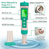 1 x RAW Customer Returns flintronic 4-in-1 PH meter, PH TDS EC temperature tester with backlight, 0-14 pH measuring range- 0.1 pH accuracy, PH value meter pool drinking water swimming pool aquarium pools - RRP €22.61