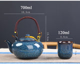 1 x RAW Customer Returns Webao Tea Set Chinese Ceramic Tea Service, 600ml Teapot and 6 Cup 120ml Kungfu Tea Services, Kiln-Changed Glaze Asian Teapot for Tea Lovers, Blue - RRP €38.3