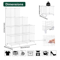 1 x RAW Customer Returns AWTATOS Wire Cube Storage Rack, 9 Cubes, Modular Storage Cube Organizer, Multi-Purpose Iron Wire Shelf, Shelf for Living Room Home, White - RRP €35.59