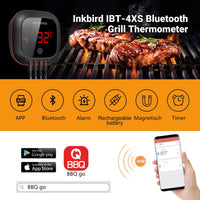 1 x RAW Customer Returns INKBIRD IBT-4XS Bluetooth Digital Kitchen Thermometer, Accurate Meat with Magnetic Base and Rotatable Reading Screen for Barbecue, Oven, Meat, 4 Probes - RRP €48.35