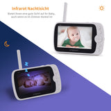 1 x RAW Customer Returns Vtechvat 5 inch video baby monitor with camera, baby monitor 1080P baby monitor, video surveillance with 5 digital LCD wireless, VOX, night vision, alarm clock, intercom function, remote control 360 rotatable - RRP €60.49