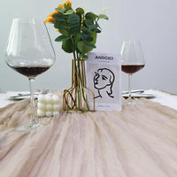 1 x RAW Customer Returns Table Runner Beige, QeeFop 5 Pieces 90 x 400 cm Table Runner Muslin Fabric Table Decoration Wedding Boho Gauze Cheesecloth Table Runner for Wedding, Birthday, Table Decoration Beige  - RRP €35.28