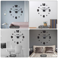 2 x RAW Customer Returns Warminn Wall Clock, DIY Sticker Wall Clock Modern Frameless 3D Wall Clock Roman Numbers Mirror Sticker Art Wall Clock Home Decor Crafts Large Clock for Office Living Room Bedroom Black 1  - RRP €40.32