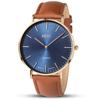 1 x RAW Customer Returns Infantry Men s Wristwatch Leather Strap Watch Brown Men s Watch Analog Quartz Blue Minimalist Men Watches Ultra Thin Dress Business Simple Men s Wristwatch with Genuine Leather - RRP €30.24