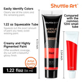 1 x RAW Customer Returns Shuttle Art Acrylic Paint Set, 30 acrylic paints in tubes 36ml each with 3 brush sets, non-toxic and acid-free, waterproof acrylic paint for artists, beginners, adults on canvas, stones, wood - RRP €24.49