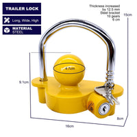 1 x RAW Customer Returns HISports Trailer Lock Anti-Theft Trailer Security Lock for Normal Trailer Crane 50mm to Protect Caravan Anti-Theft with 2 Keys Yellow - RRP €18.13