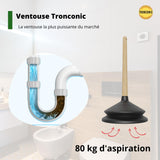 1 x RAW Customer Returns Tronconic - 80 KG suction - Unblocker suction cup for Bathroom and WC - Professional pipe unblocker - Toilet suction cup - Sink unblocker - Made in France - RRP €46.07