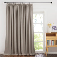 1 x RAW Customer Returns PONY DANCE living room curtains for rail system 1 piece blackout curtain heat protection thermal curtain over curtains with ruffle tape opaque, H 245 x W 300 cm, sand-colored - RRP €45.95